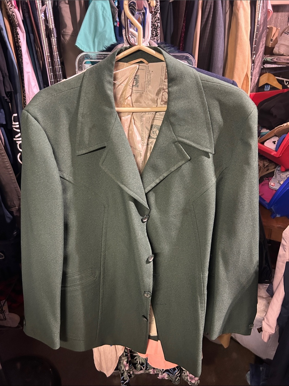 Women's Forest Green Tailored Blazer - Classic Single-Breasted Jacket